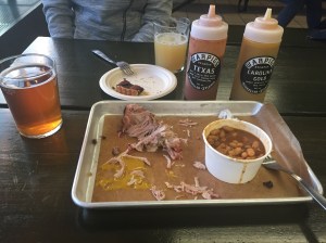 plate of BBQ pork and beans